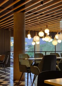 tables in restaurant with view